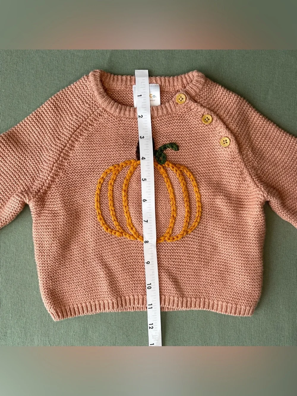 Upcycled Pink Knit Sweater with hand stitched Pumpkin